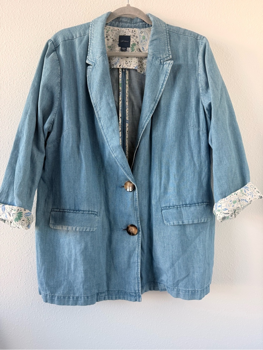 J. Jill Light Blue Denim Blazer Jacket